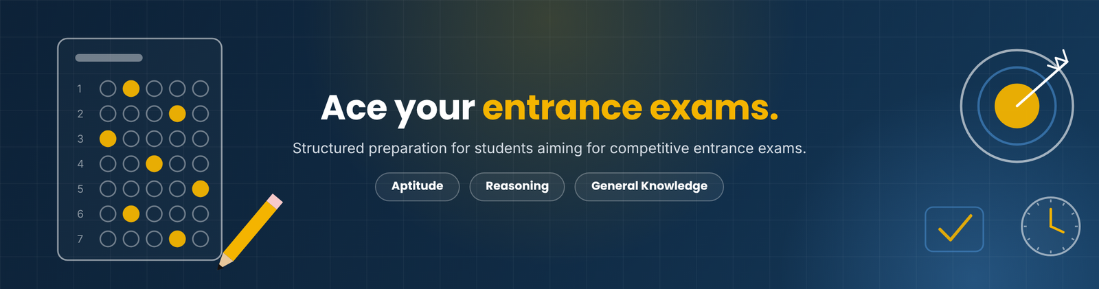 Ace your entrance exams. Aptitude, Reasoning and General Knowledge.